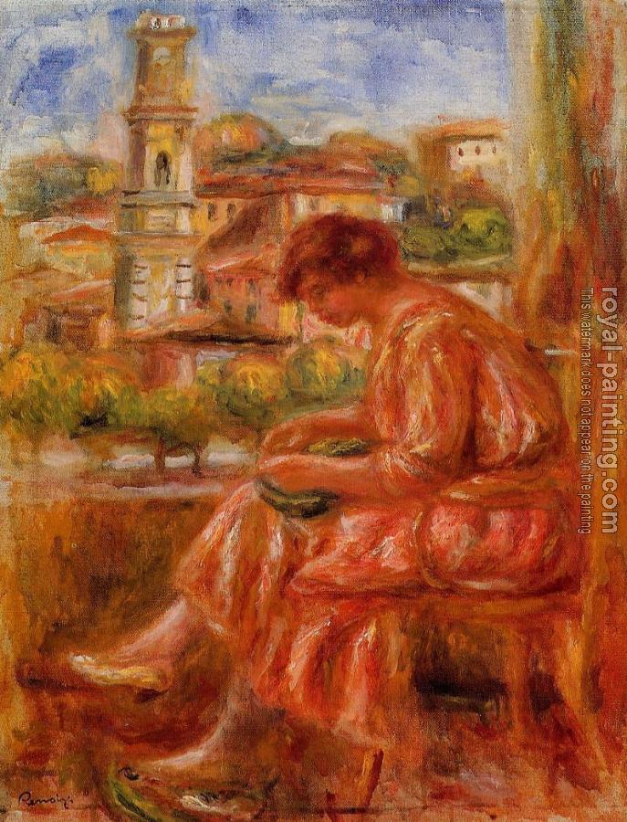Pierre Auguste Renoir : Woman at the Window with a View of Nice